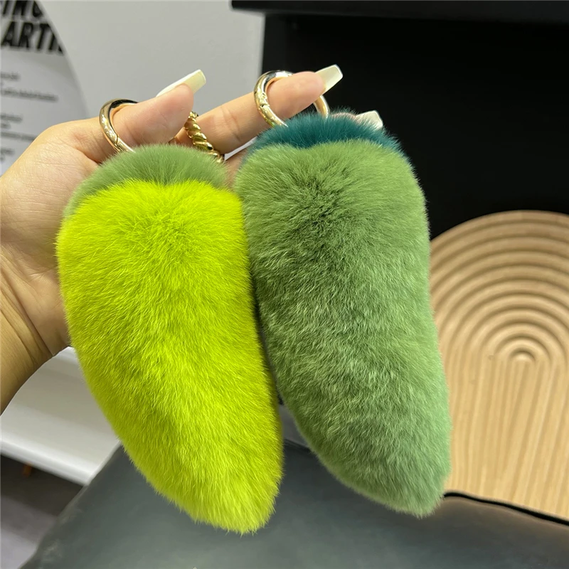Милые искусственные брелки Плюшевые зеленые безделушки Женская сумочка