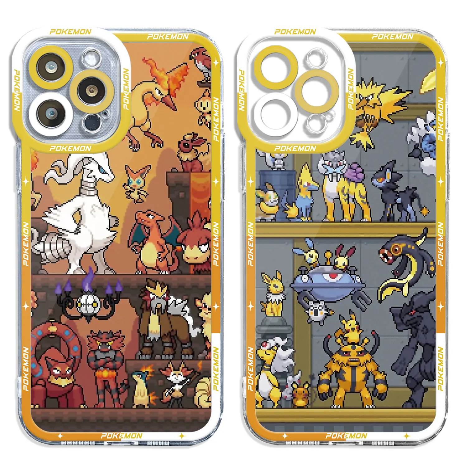 Чехол Pokemon Pixel Art для iPhone 15 14 Pro Max 13 12 11 XR XS X 8 7 6 6S Plus SE 2020 прозрачный мягкий чехол