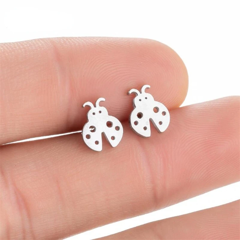 

Cartoon Animal Earrings for Women Kids Fashion Stainless Steel Insect Ladybug Stud Earrings Dog Fox Bee Studs Wholesale 2022