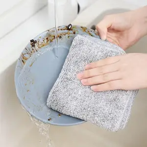 Японское полотенце для посуды с бамбуковым углем, Чистящая салфетка из микрофибры, кухонная ткань для мытья посуды, утолщенная впитывающая Очистка