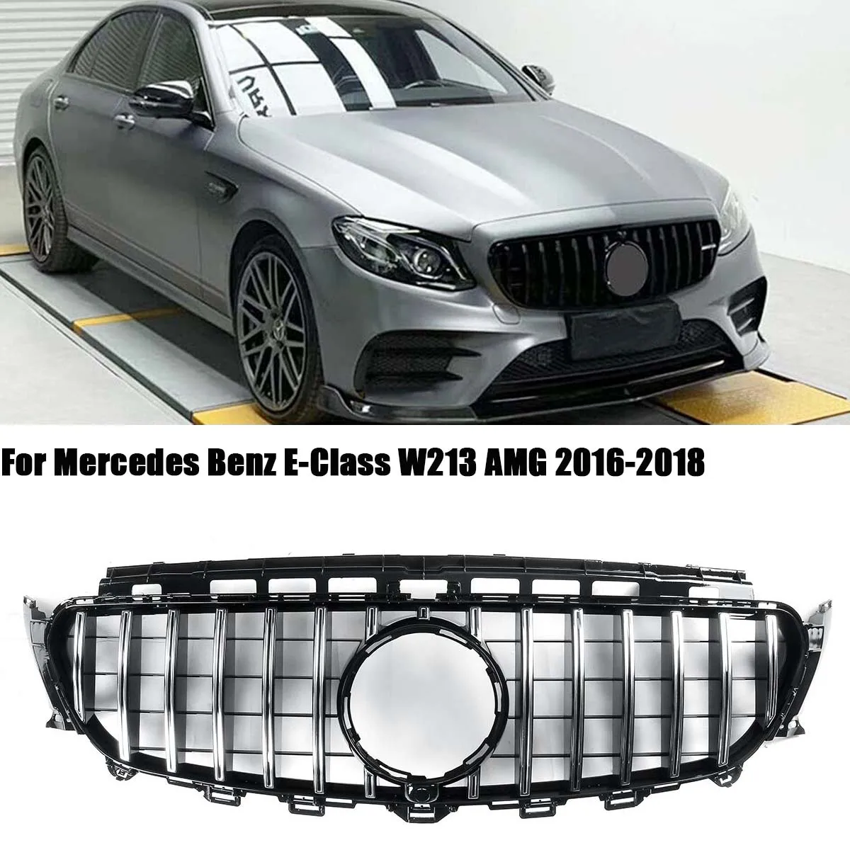 

W213 Grille Front Bumper Grille Grill ABS For Mercedes Benz E-Class E200 E300 E400 E43 AMG 2016-2018 Car Accessories
