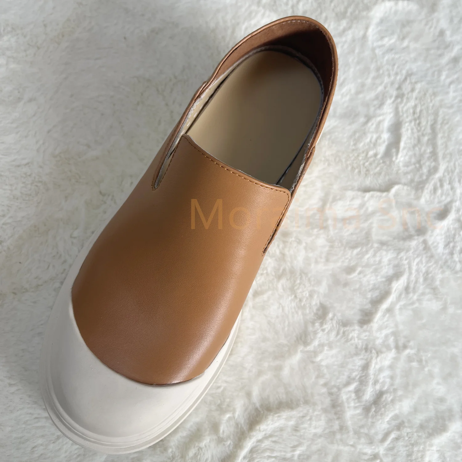 Cowhide Casual Sneakers Shoes for Women Single Shoes Leather French College Style Pumps Runway Sports Work Shoes 6Cm