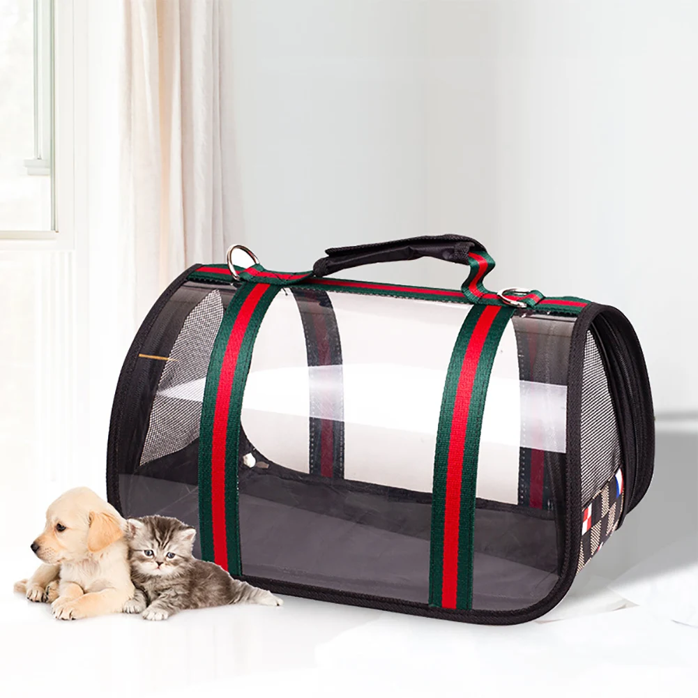 

Pet Cat Carrier Foldable Pets Handbag Outdoor Portable Transparent Breathable Shoulder Backpack Space for Cats Puppies Birds Bag