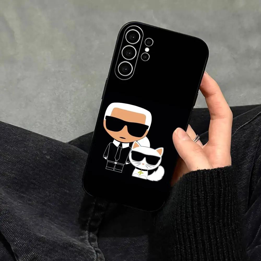 Фото Чехол для телефона K-Karls Lagerfelds Cat Gift для Samsung S25, S24, S21, S22, S23, S30, Ultra, S20, Plus, FE, мягкий силиконовый, черный №3