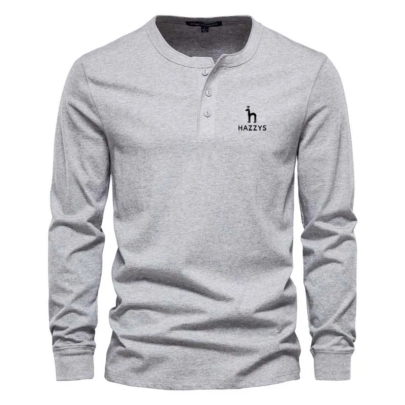 Men's Golf HAZZYS Polo Wear Casual Sweatshirts Hoodie Buttons Slim Pullover Long Sleeve Spring Autumn Men Pieces O-Neck Male