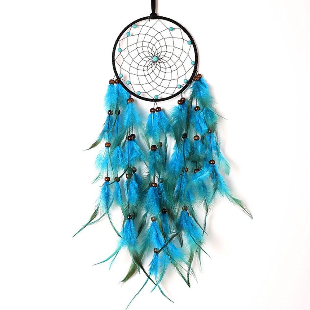 

Light Blue Dreamcatcher Pendant Handmade Exquisite Dream Catcher Feather Decoration Wall Hanging Decor For Room Party Wedding
