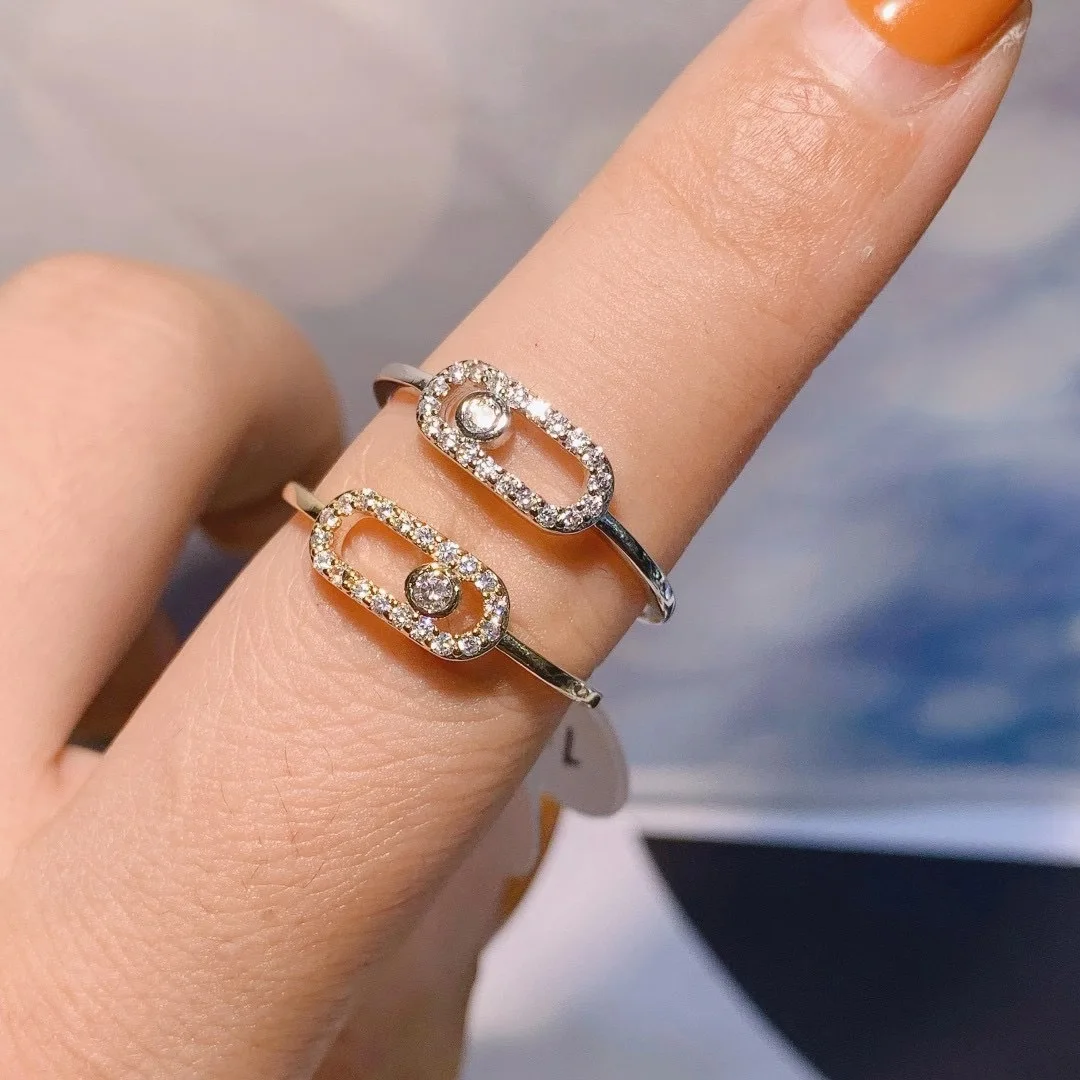 

Luxury brand MK jewelry simple and versatile index finger ring with zircon rings for women fashion party for girlfriend gift