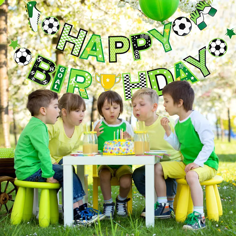 Футбольная тематическая вечеринка с днем рождения подвесной флаг баннер