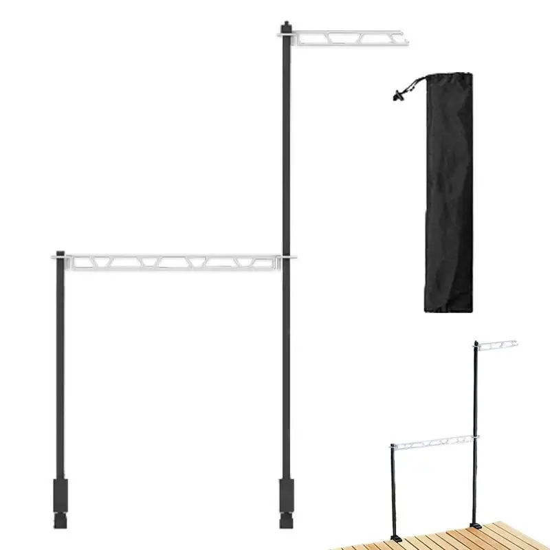 

Camping Storage Rack Stainless Steel Tabletop Organizer Rack Detachable Storage Rack Clip Type Organizer For Camping Fishing