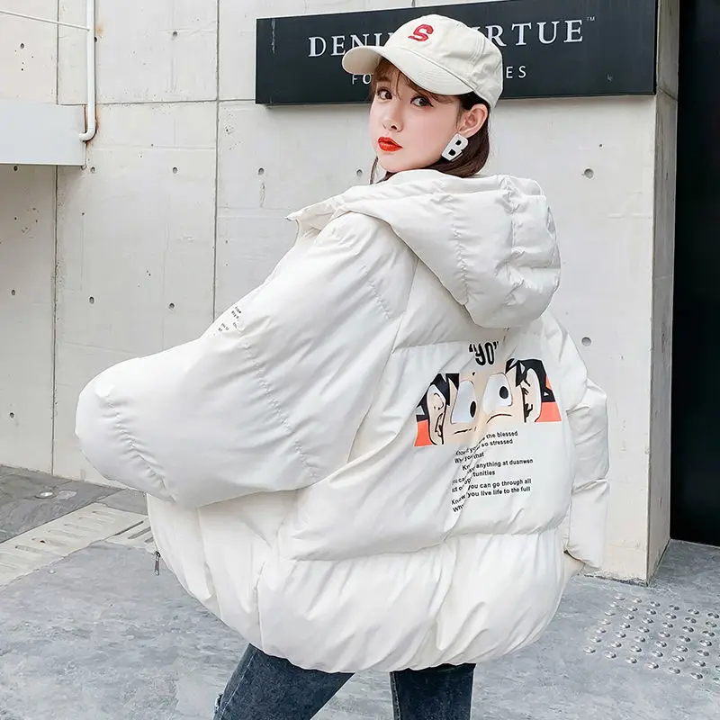 Women's Winter Coat Parka Warmth Hooded Padded Jacket Loose Wholesale Thick Top Jacket Fashion Solid Color New