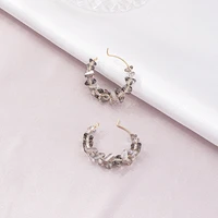 fashion irregular c shaped crystal earrings for women elegant temperament korean hoop earrings bohemia party girls gifts jewelry