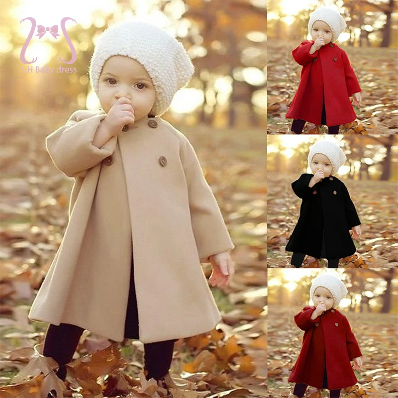 

Autumn Jacket For Girls Solid Color Baby Trench Coat Toddler Clothes Windbreaker Fashion Long Sleeve Christmas Children Clothing