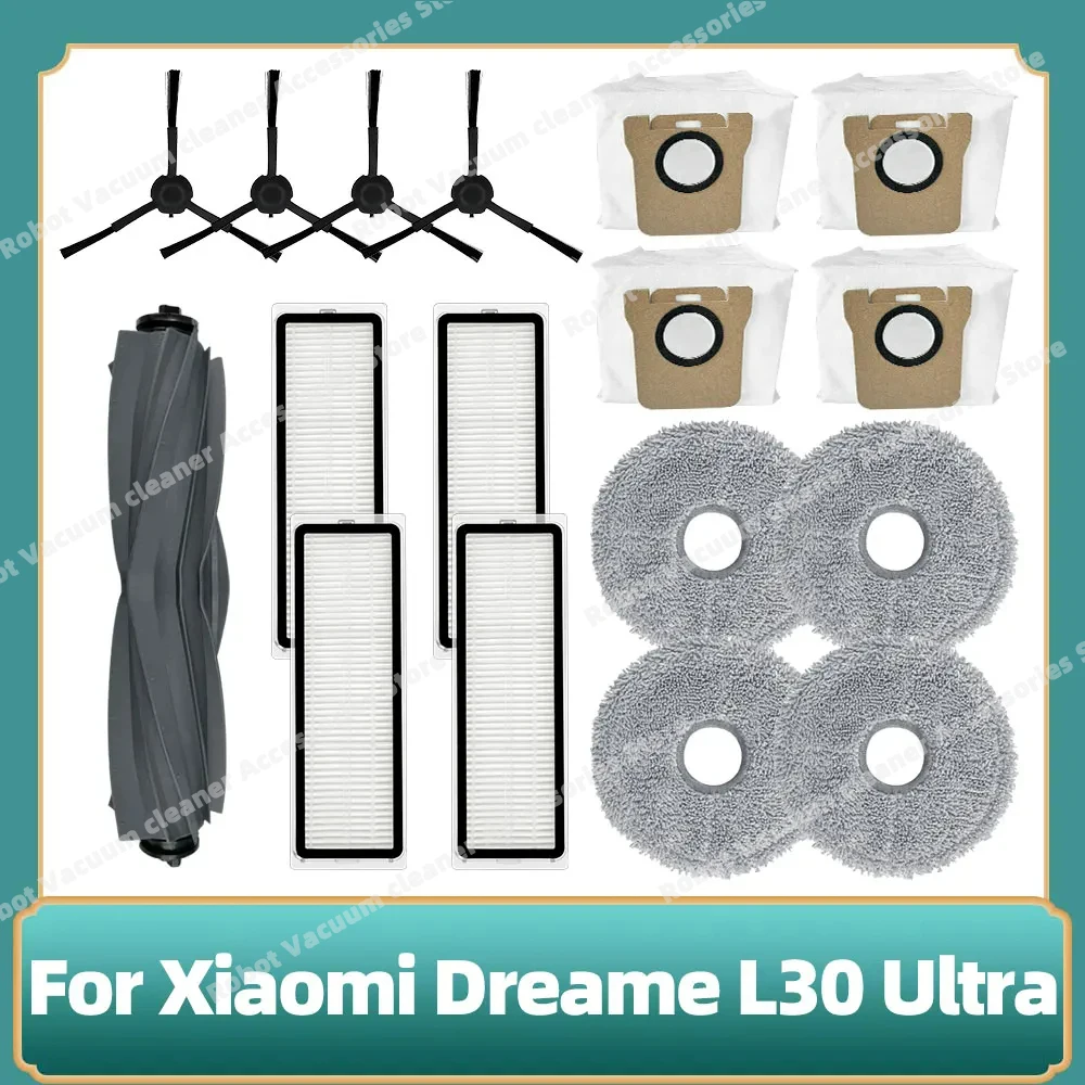 

Совместимо с роботом-пылесосом Xiaomi Dreame L30 Ultra Главный ролик, Боковая щетка, Фильтр Гепа, Моп, Пылесборники, Аксессуары