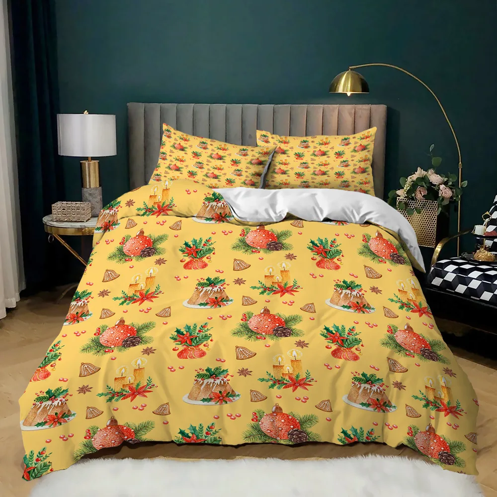 

Christmas Duvet Cover Set King Size Christmas Stocking Bells Cover for Kids Girl Christmas Polyester Quilt Cover Print Comforter