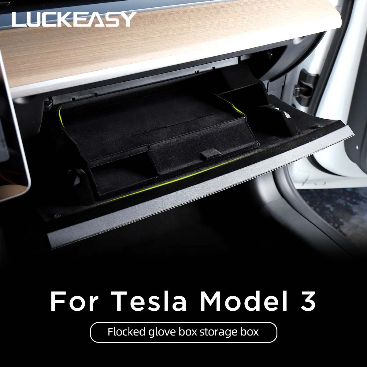 

LUCKEASY Automotive Interior For Tesla Model 3 2017-2022Car Stowing Tidying Glove Box Double Storey Non-Slip Central Armrest Box