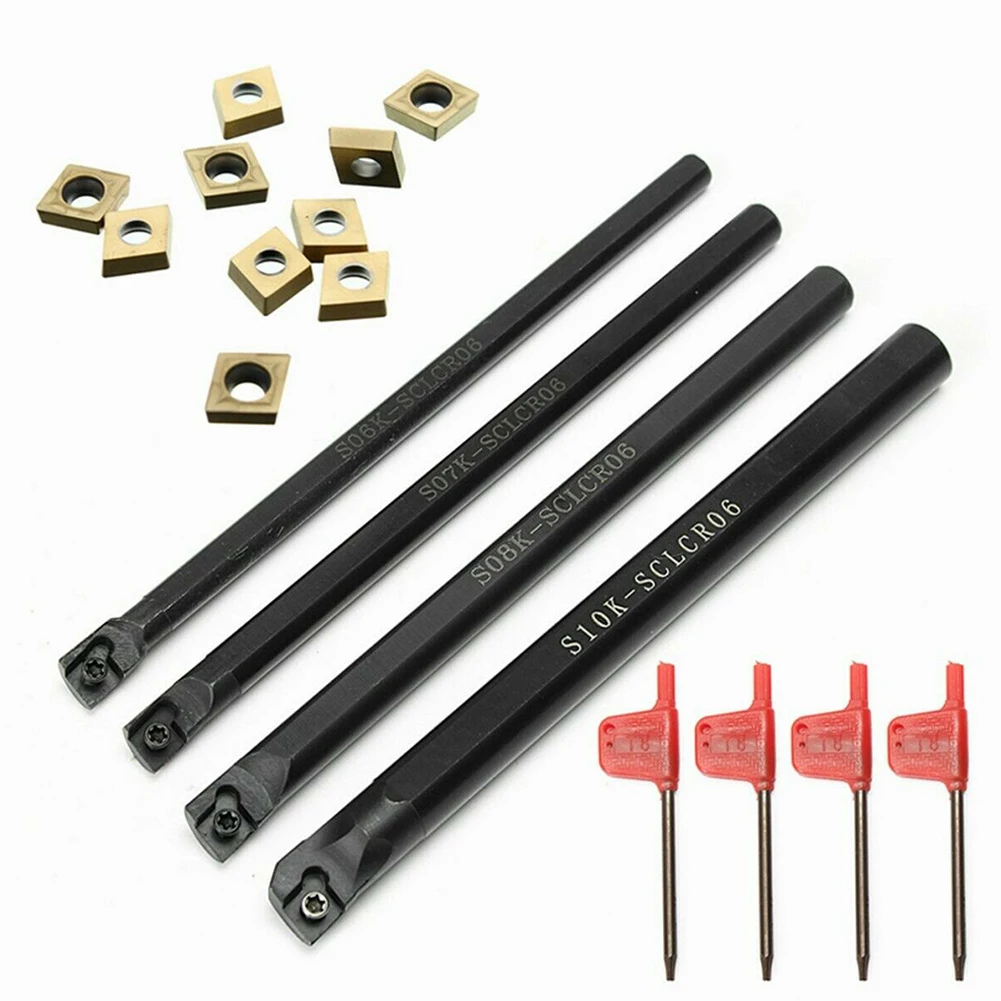 

4 Set Shank Metal CNC Lathe Turning Tool Boring Bar With Carbide Inserts Wrenches CNC Lathe Cutting Tools Toolholding
