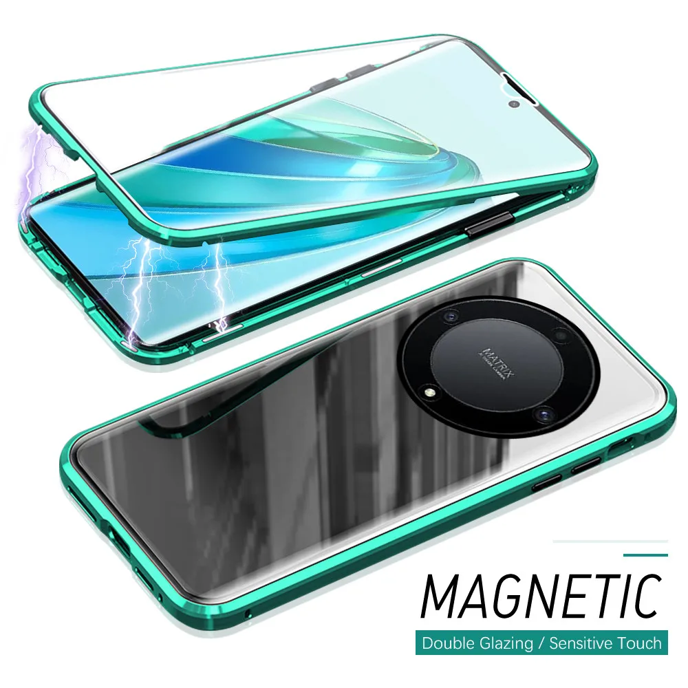 

For Honor Magic 5 Lite Case 360° Magnetic Flip Double Sided Tempered Glass Cover Honar Magic5 Light 5Lite Magic5Lite 5G Fundas