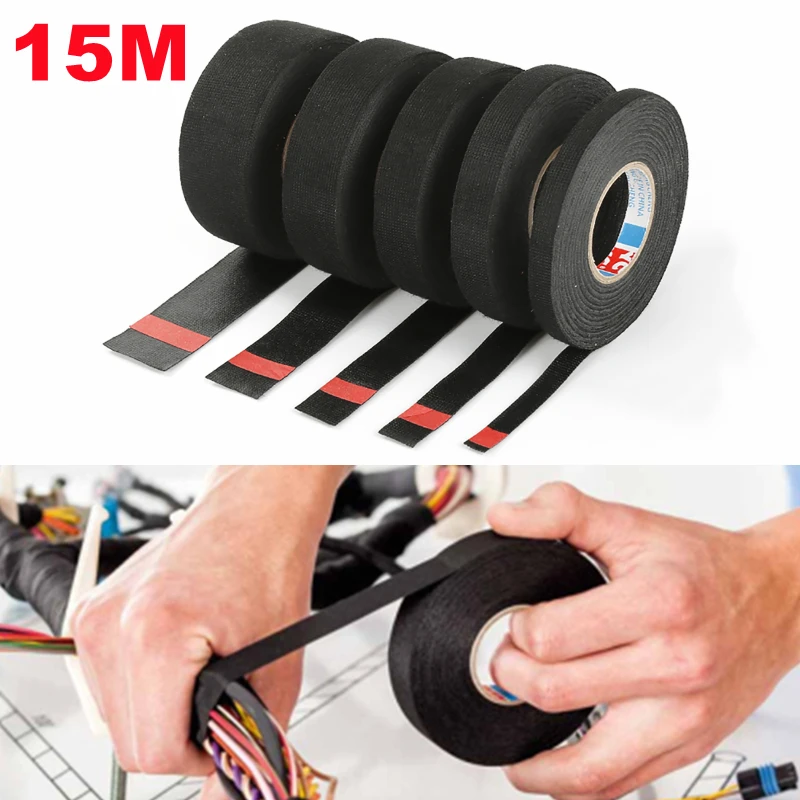 

9/15/19/25/32MM Heat-resistant Adhesive Cloth Fabric Tape Electrical Heat Tape For Car Cable Adhesive Cloth Wiring Loom Harness