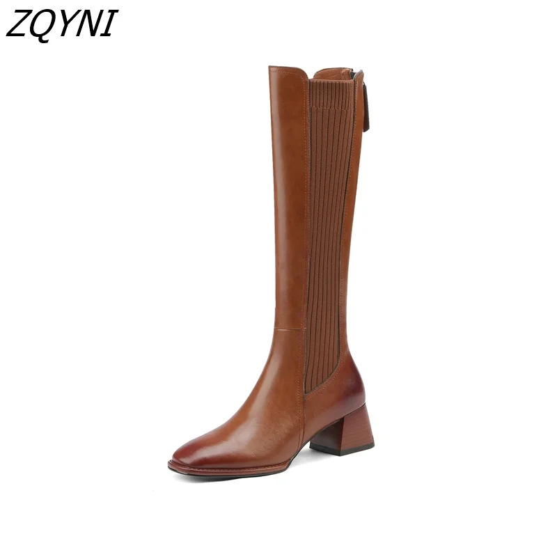 

2022 new fall winter women's knee high boots classic retro basic shoes for work party