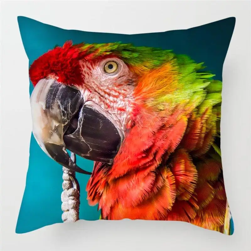 

Cute Parrot Print Collection Decorative Pattern Home Sofa Pillow Cover Square Office Decor Cushion Cover