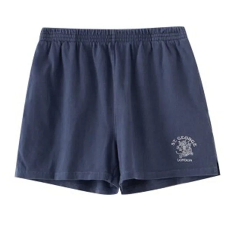 2022 Summer Fashion Ladies Casual Female Knitted  High Waist Sweatpants Casual Women Dragon elastic waist Embroidered Shorts