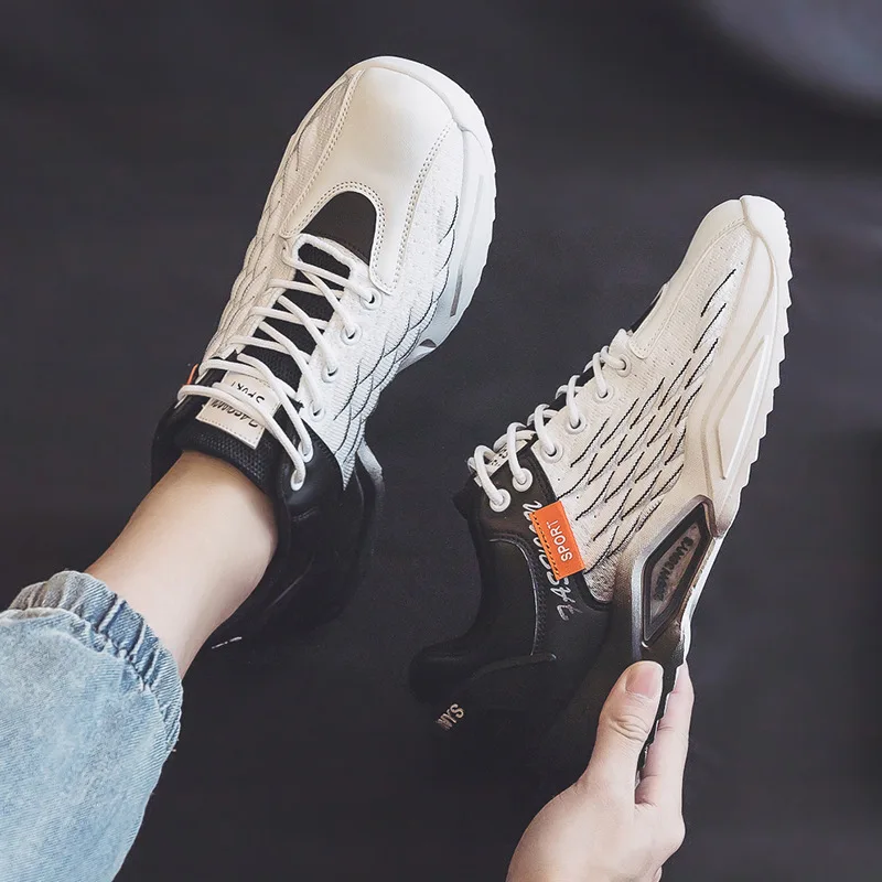 

New Fashion Platform Low-Top Breathable Sneaker Lace Up Men Running Shoes Comfortable Sports Shoes Mesh Sneakers for Men