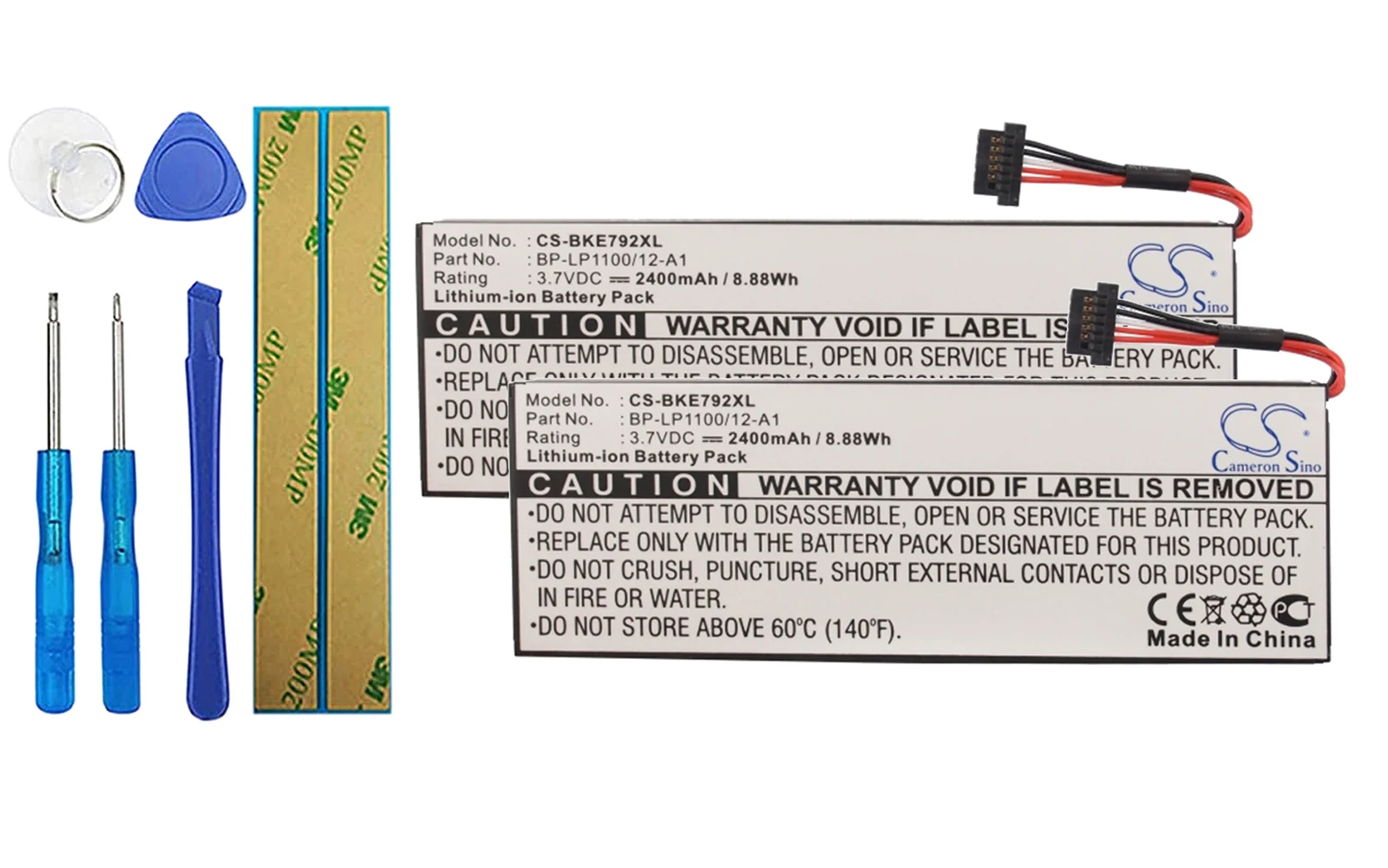 

2pack 2400mA Battery for Becker BE7928, Traffic Assist 7928 BP-LP1100/12-A1