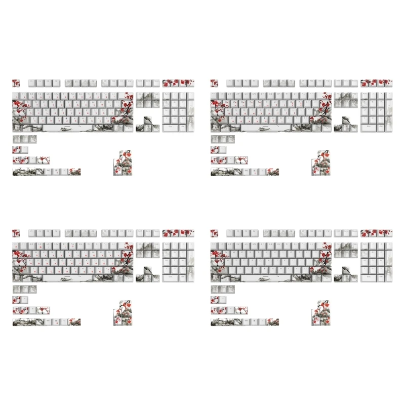 

KeycapsPlum Blossom Theme CherryProfile Keycap Russian Korean Japanese For 61/87/108 Mechanical Keyboards Keycaps 129pcs