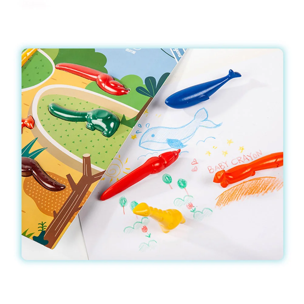 6 шт. карандаш в форме животного обучающий восковой цветов красочный животных