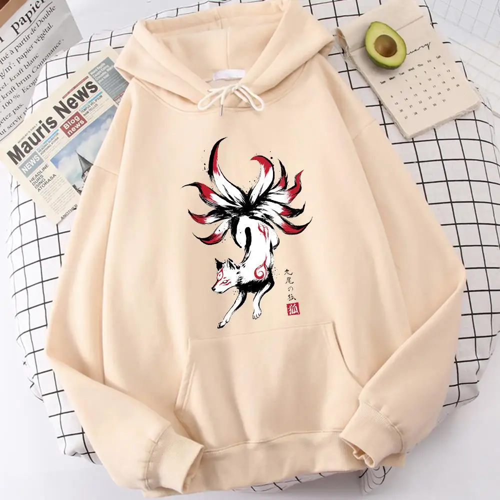 

Animal Fox Manga Kawaii Print Hoodie Autumn Fashion Man Clothes Hip Hop Men's Hooded Pullovers Loose Long Sleeves Sweatshirts
