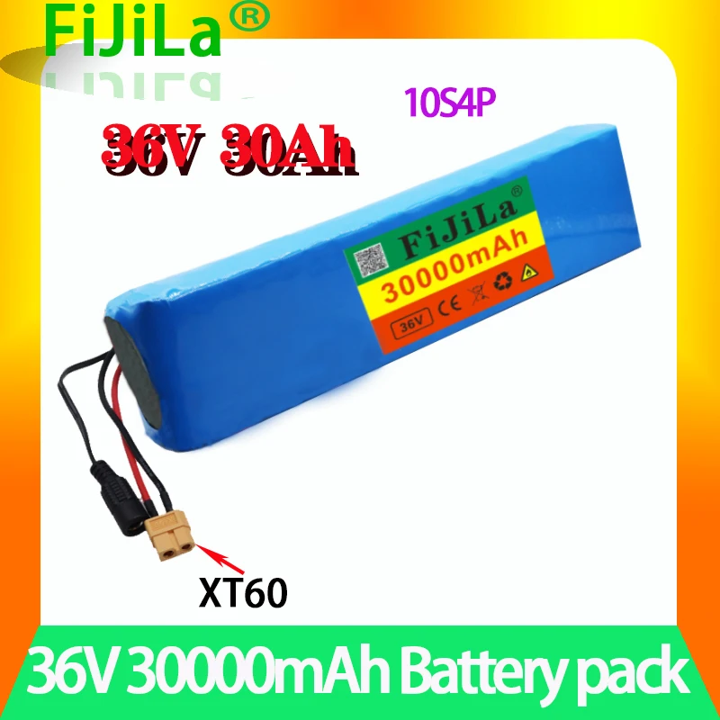

36V 10S4P 30Ah Batterij 500W High Power Batterij 42V 30000Mah Ebike Elektrische Fiets Bms 42V Batterij Met Xt60 Plug + Lader