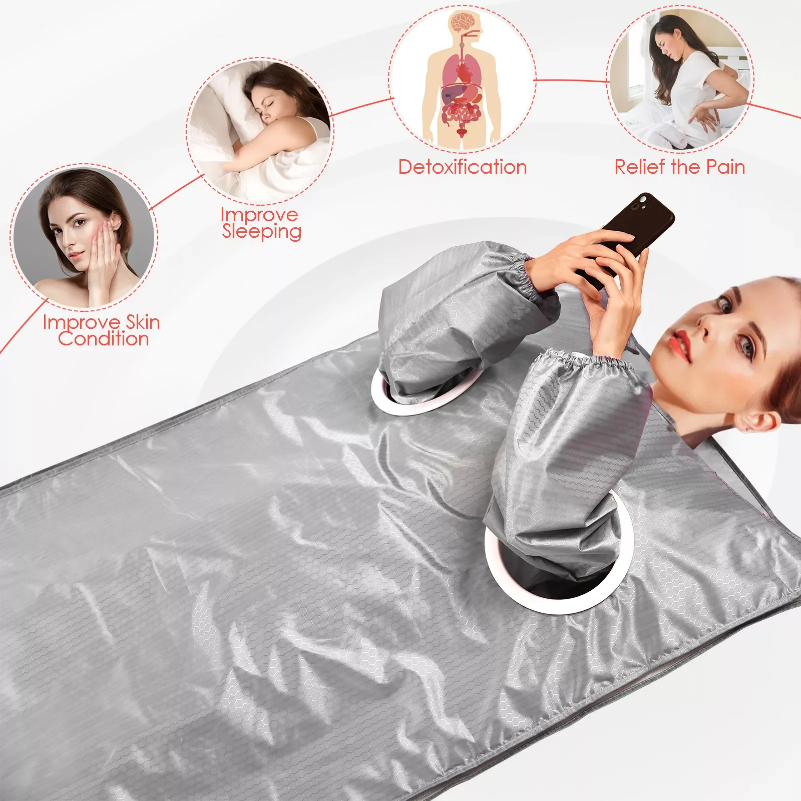 

Дальний, эластичный дизайн рукава для рук, 2-зонное тепловое одеяло для сауны, формирователь тела для потери веса и фитнеса