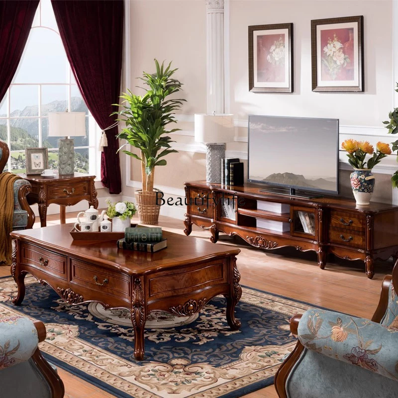 Американский журнальный столик из цельного дерева прямоугольный европейский в