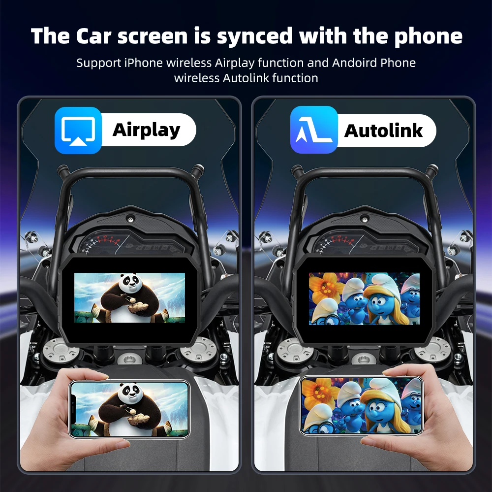 EKIY MTC02A 5-дюймовый навигационный мотоцикл водостойкий беспроводной Carplay Android