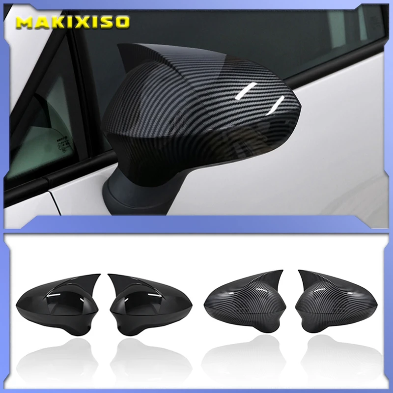 

For Seat Leon MK2 2009-2012 2 Pieces High Quality ABS Plastic Bat Style Mirror Covers Caps RearView Case Cover Piano Black