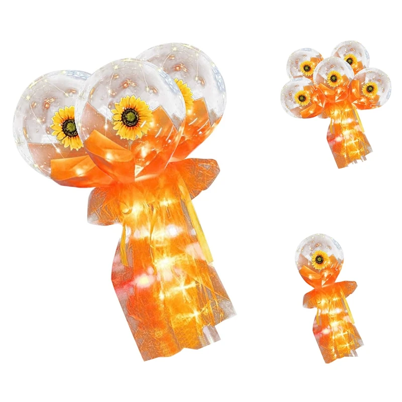 

Светодиодные Подсолнухи, искусственный букет, светящиеся прозрачные воздушные шары «сделай сам», украшение на Рождество вечерние вечеринк...