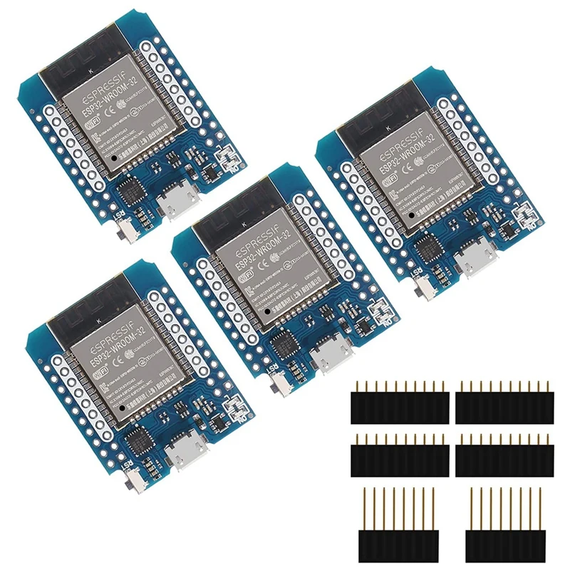 

4Pcs D1 Mini Nodemcu ESP32 ESP-WROOM-32 WLAN Wifi Bluetooth Development Board 5V Compatible For Arduino