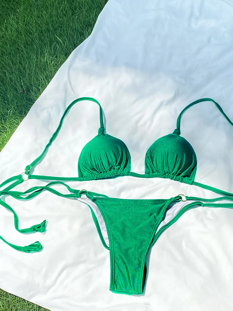 Треугольный комплект бикини купальник-стринги женский купальник сексуальный