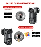 Kamera IP Wifi/4G karta Sim PTZ HD 4MP 8MP podwójny obiektyw 2.8mm-8mm odkryty AI ludzkie śledzenie kolor Night Vision Audio kamera ochrony 3