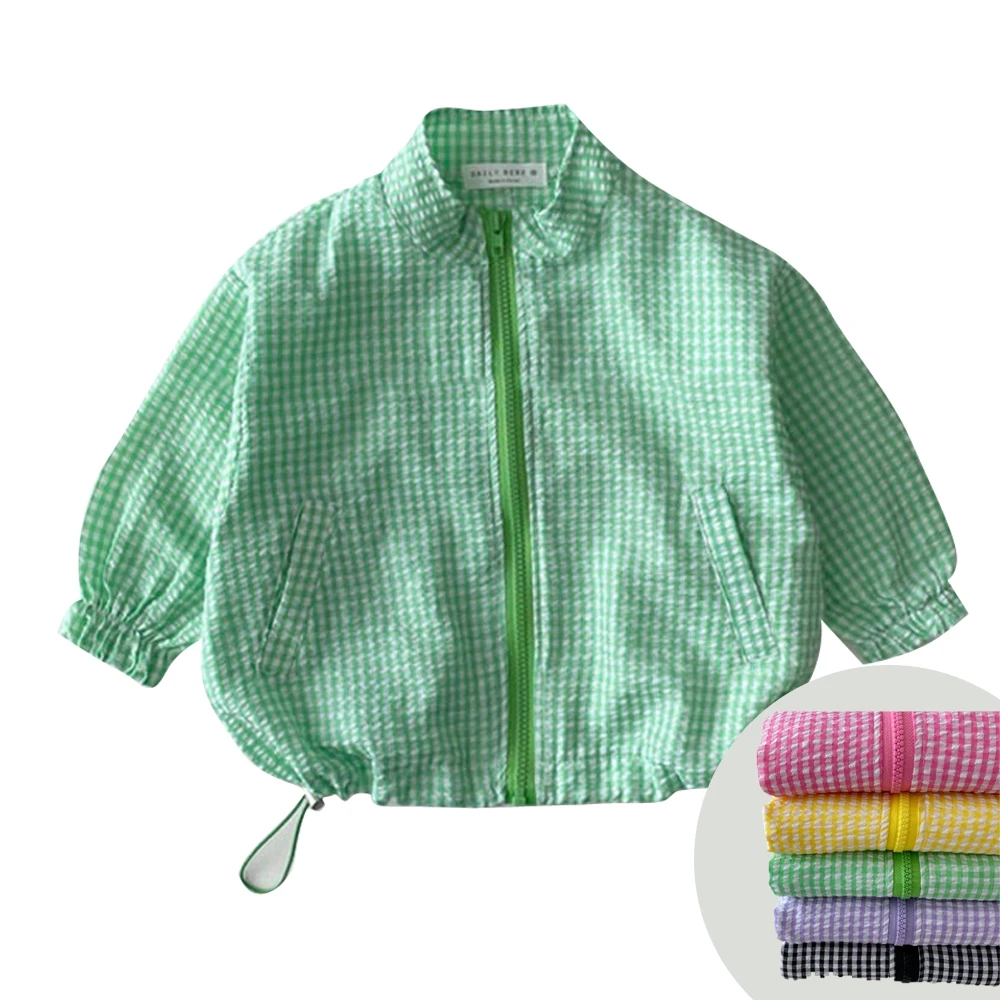 

Детская свободная ветровка в клетку, на молнии