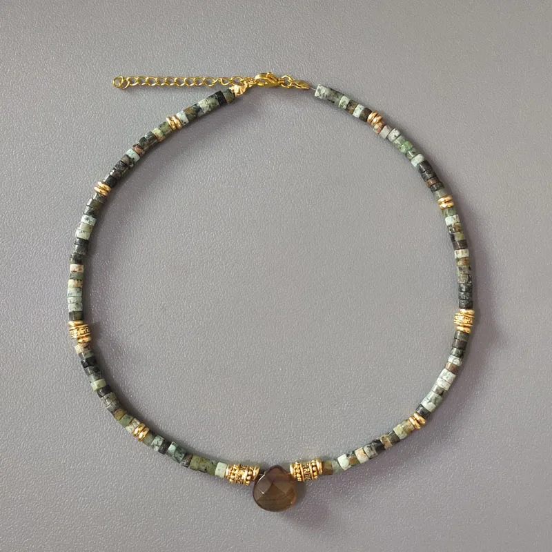 

Ожерелье из натурального камня с бусинами для женщин, классическое модное Ювелирное Украшение под золото 18 карат, подарок на день матери