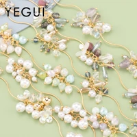 yegui c287diy chainnickel free18k gold platedcopperzirconsplastic pearldiy bracelet necklacejewelry making50cmlot