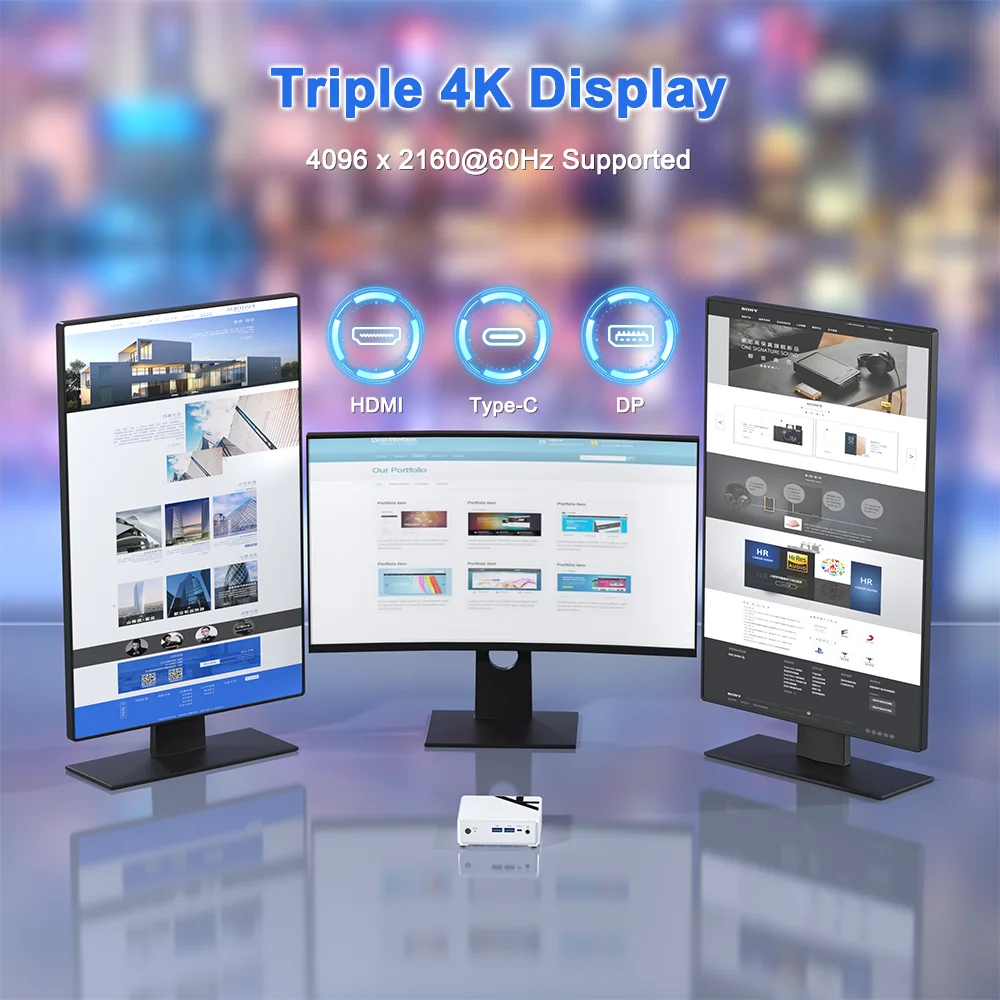 TexHoo Мини-ПК Alder Lake N100 Windows 11 Intel 12th DDR4 RAM NVME ROM WiFi 5 BT4.0 Настольный компьютер Работа