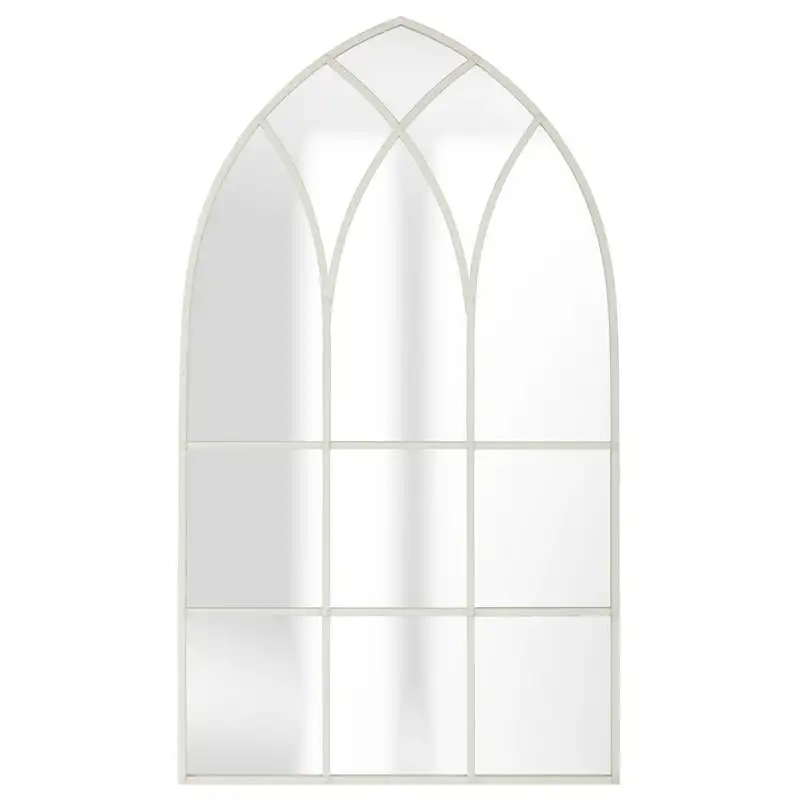 

Modern Farmhouse White Wall Mount Arched Window Mirror