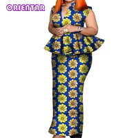 african outfits women 2 pcs set african print sleeveless blouse and long skirt women suit plus size african clothes wy8049