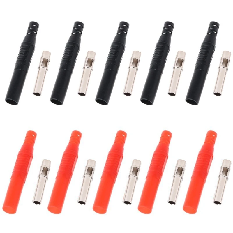 

10Pcs/set Insulated Shrouded Safety 4MM Banana Jack Socket Solder Plug Connector