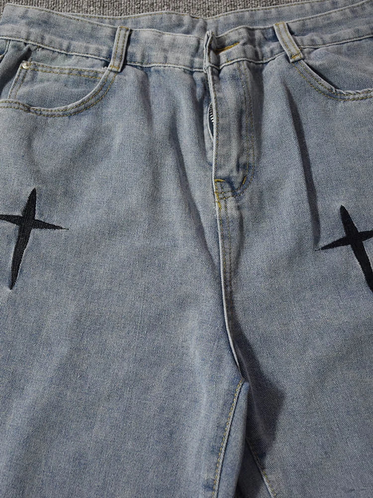 Джинсы с вышивкой мужские прямые брюки новинка осень 2022 корейская мода в стиле