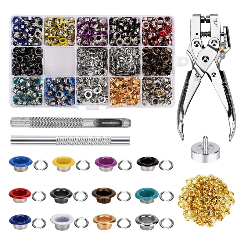

GTBL Eyelet Set,701 Pieces Eyelet Pliers Metal Eyelets 5Mm Grommet Tool Kit With Hole Punch Eyelets Installation Tools