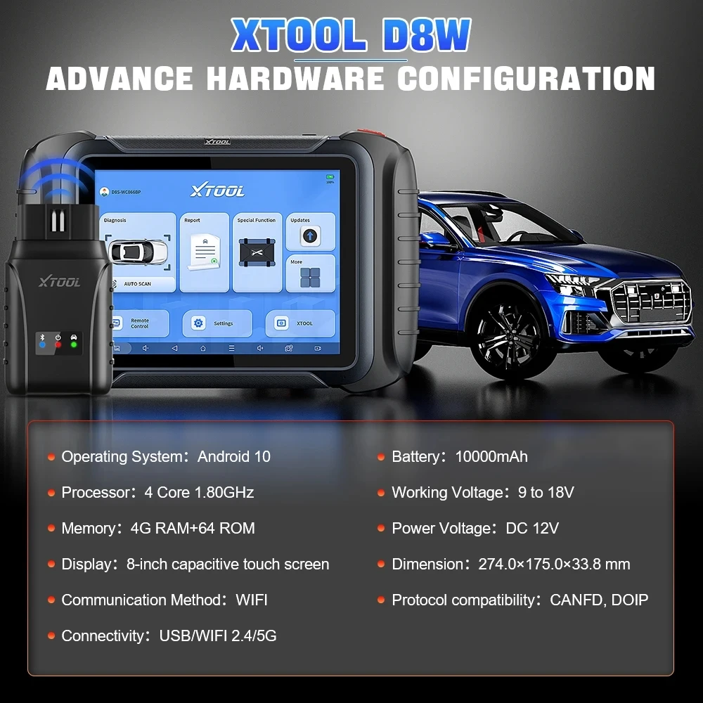 Диагностический сканер XTOOL D8W Wi-Fi прибор для диагностики автомобиля кодирование