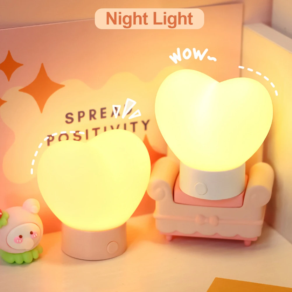 

Светодиодный ночник с мини-USB-разъемом, силиконовая Ночная лампа с защитой глаз, в форме сердца, рождественский подарок, украшение для спальни, милая прикроватная Ночная лампа